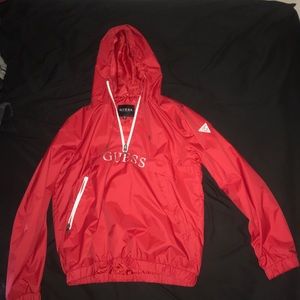 Red Guess Windbreaker Size M